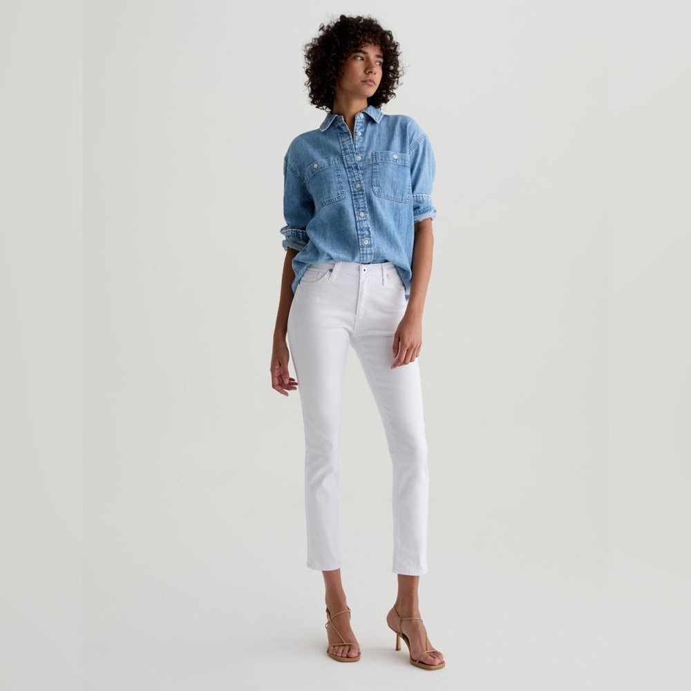 AG ADRIANO GOLDSCHMIED The Prima ankle cigarette ankle White Denim